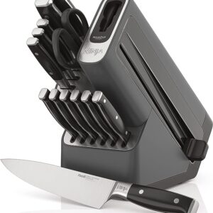 Knife Block Set with Built in Sharpener